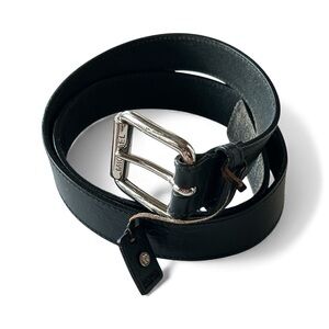 Michael Kors Black Genuine Leather Belt Bag Silver Buckle Rhinestone Tag XL 47”L